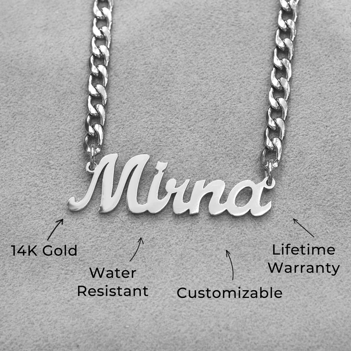 Women Jewelry – White Gold Name Necklace | Style # N06