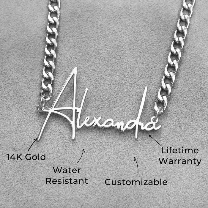 Women Jewelry – White Gold Name Necklace | Style # N31