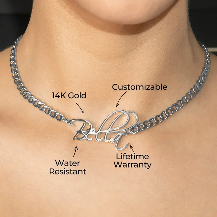 Women Jewelry – White Gold Name Necklace | Style # N37