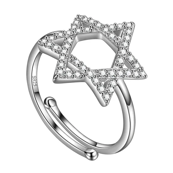 Women Magen David Star Ring Band Mens Jewish Ring Amulet Jewelry 925 Sterling Silver