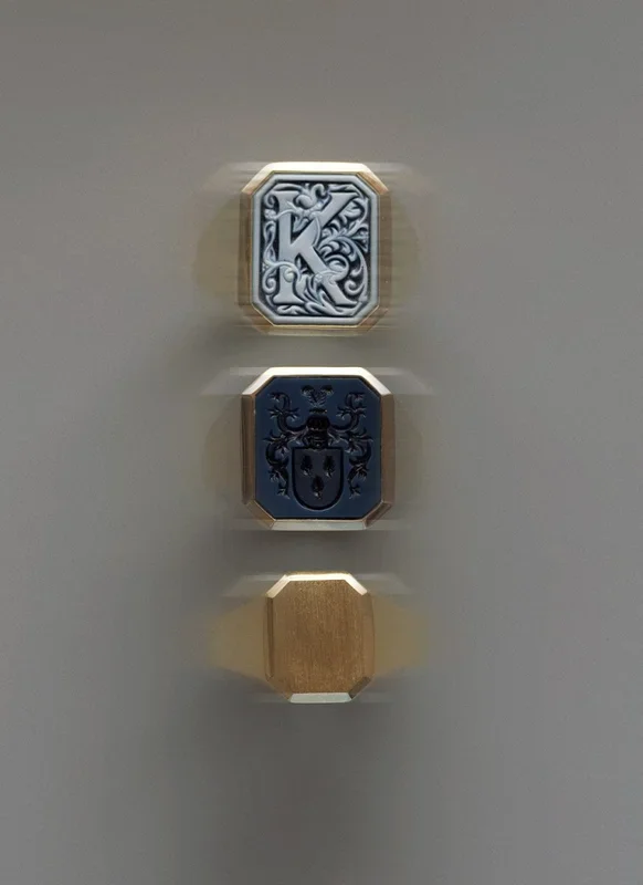 Woody signet ring 14k gold