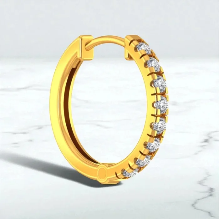Yellow Gold & Certified Natural Diamond Sleek Arc Design Nosepin for Women