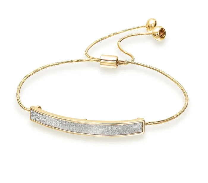 Yellow-tone Alloy Steel Glitter Bolo Bracelet