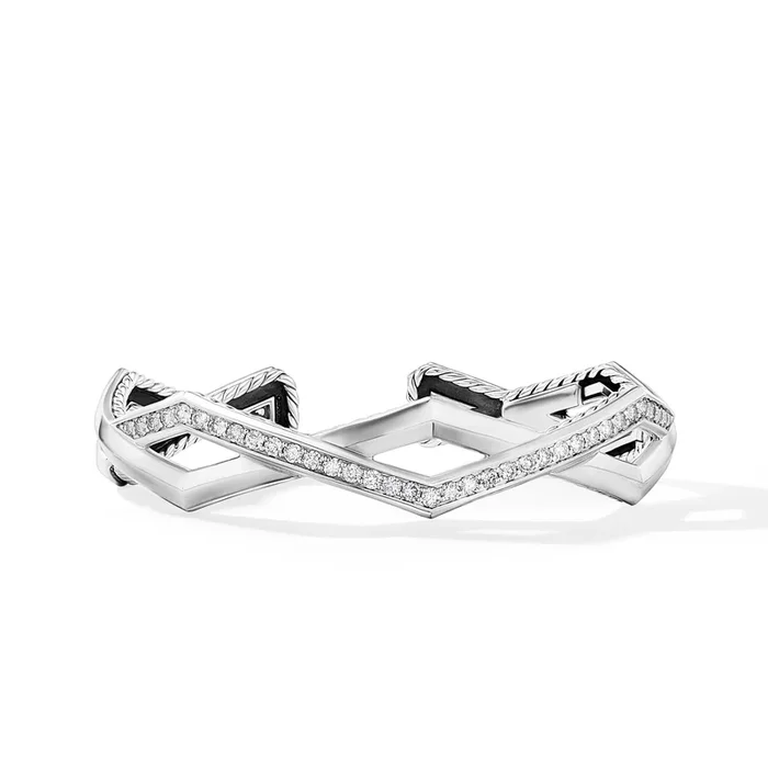 Zig Zag Stax™ Cuff Bracelet in Sterling Silver with Diamonds, 5mm
