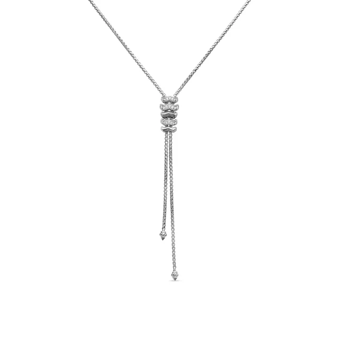 Zig Zag Stax™ Y Necklace in Sterling Silver with Diamonds