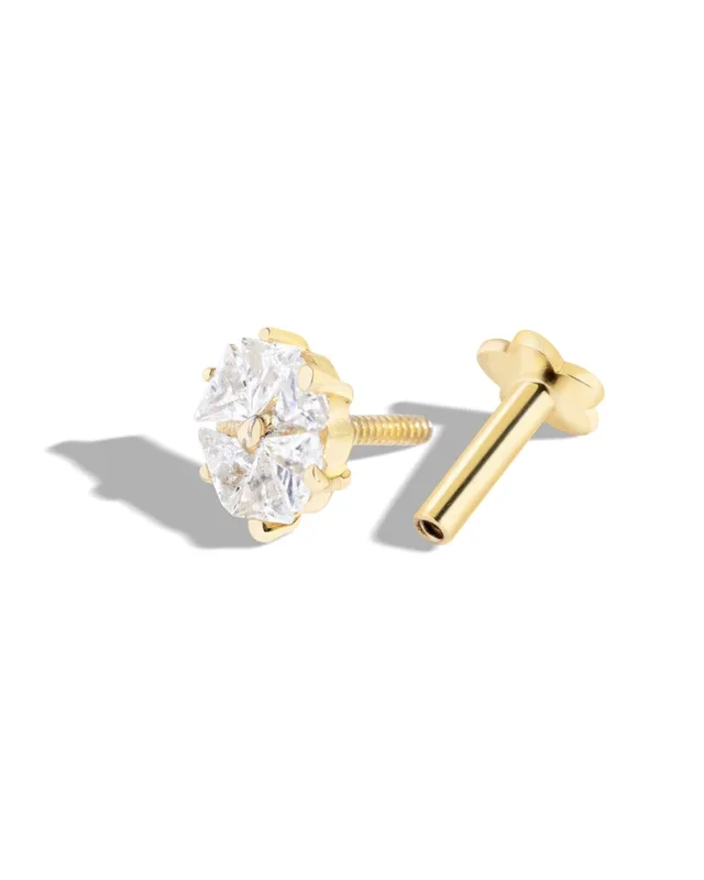 Zirconia Bouquet Floral Flat Back Stud Earrings