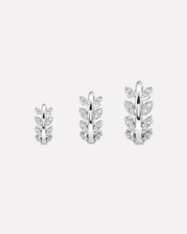 Zirconia Leaf Hoops Multiple Sizes Hoop Earrings