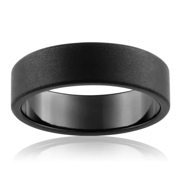 Zirconium 6.5mm Sandblasted Gents Ring Size T/U/X
